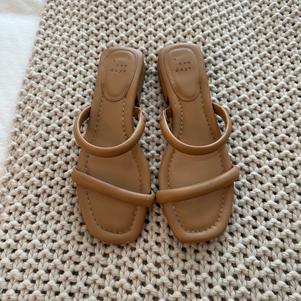 A New Day Tan Double-Strap Sandals
